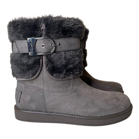 Guess Aussie Faux Fur Gray Ankle Booties Size 6 - Picture 1 of 16